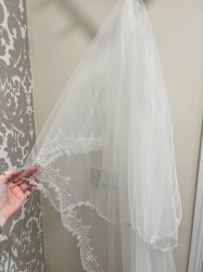 Silver beaded edge cathedral veil 